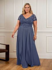 A-Line V-Neck Lace Chiffon Mother of the Bride Dress