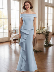 Off-The-Shoulder Cascading Ruffles Mother Of The Bride Dresses