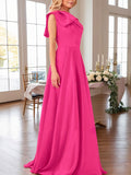 A-Line One-Shoulder Sleeveless Satin Mother Of The Bride Dresses With Bow