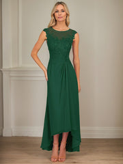 A-Line Scoop Asymmetrical Chiffon Mother of the Bride Dress