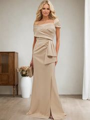 Elegant Wrap Sheath Mother Of The Bride Dresses With Split Front