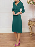 Sheath/Column V-Neck Knee-Length Mother of the Bride Dresses