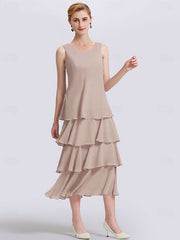 A-Line Mother of the Bride Dress Elegant Simple Jewel Neck