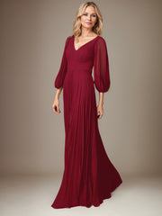 A-Line V-Neck Floor-Length Chiffon Mother of the Bride Dress