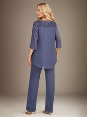 Stormy 3 Piece Long Mother of the Bride Pant Suits with Appliques