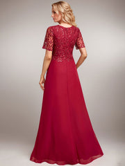 A-Line Round Neck Sequin Mother of Bride Dress With Appliques