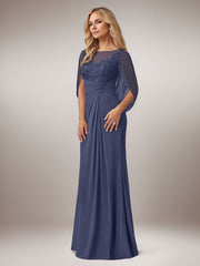 A-Line Capelet Chiffon Mother Of The Bride Dresses With Lace