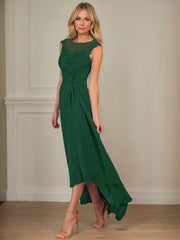 A-Line Scoop Asymmetrical Chiffon Mother of the Bride Dress