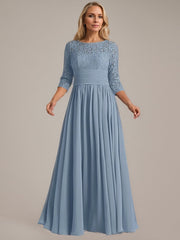 A-Line Scoop Floor-Length Chiffon Mother of the Bride Dress