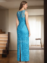 Sheath/Column Scoop Neck Floor-Length Lace/Silk Like Satin Mother Of The Bride Dresses