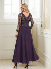 A-Line Scoop Neck Ankle-Length Chiffon Mother Of The Bride Dresses With Lace