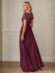 A-Line Boat-neck Sequins Chiffon Mother of the Bride Dress