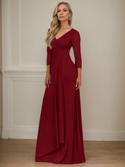 A-Line V-Neck Floor-Length Chiffon Mother of the Bride Dress