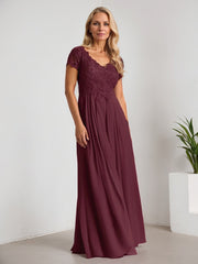 A-Line V-Neck Floor-Length Chiffon Mother of the Bride Dress