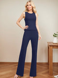 Jumpsuit/Pantsuit Scoop Neck Elastic Satin Mother Of The Bride Dresses