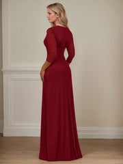 A-Line V-Neck Floor-Length Chiffon Mother of the Bride Dress