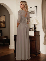 A-Line Scoop Floor-Length Chiffon Mother of the Bride Dress