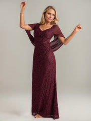 Mermaid V-Neck Floor-Length Chiffon Mother of the Bride Dress