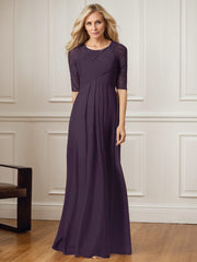 A-Line Square Neck Floor-Length Chiffon Mother of the Bride Dress