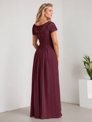 A-Line V-Neck Floor-Length Chiffon Mother of the Bride Dress