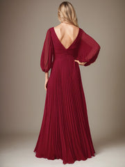 A-Line V-Neck Floor-Length Chiffon Mother of the Bride Dress