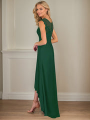 A-Line Scoop Asymmetrical Chiffon Mother of the Bride Dress