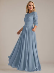 A-Line Scoop Floor-Length Chiffon Mother of the Bride Dress