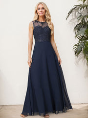 Sheath/Column Chiffon Mother Of The Bride Dresses With Appliques Lace