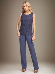 Stormy 3 Piece Long Mother of the Bride Pant Suits with Appliques