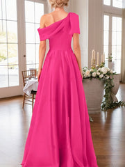 A-Line One-Shoulder Sleeveless Satin Mother Of The Bride Dresses With Bow