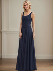 A-Line Square Neckline Chiffon Mother Of The Bride Dresses With Lace