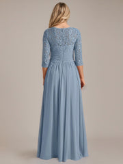 A-Line Scoop Floor-Length Chiffon Mother of the Bride Dress