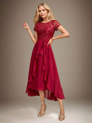 Asymmetrical Sequin Mother of Bride Dress with Appliques