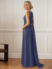 A-Line V-Neck Floor-Length Chiffon Mother of the Bride Dress