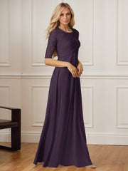 A-Line Square Neck Floor-Length Chiffon Mother of the Bride Dress