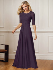 A-Line Square Neck Floor-Length Chiffon Mother of the Bride Dress