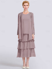 A-Line Mother of the Bride Dress Elegant Simple Jewel Neck