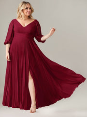 A-Line V-Neck Floor-Length Chiffon Mother of the Bride Dress