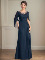 A-Line/Princess Scoop Floor-Length Mother of the Bride Dresses with Pleated & Sequins