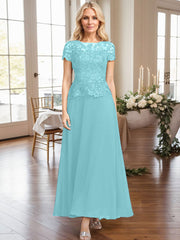 A-Line Illusion Neck Ankle-Length Chiffon Mother Of The Bride Dresses With Lace