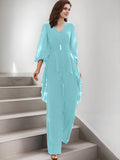 Jumpsuit/Pantsuit Puff Slevees Chiffon Mother Of The Bride Dresses