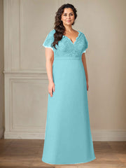 A-Line V-Neck Lace Chiffon Mother of the Bride Dress