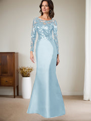 Scoop Neck Long Sleeves Floor-Length Satin/Sequined Mother Of The Bride Dresses