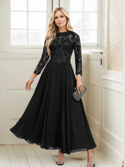 A-Line Scoop Neck Ankle-Length Chiffon Mother Of The Bride Dresses With Lace