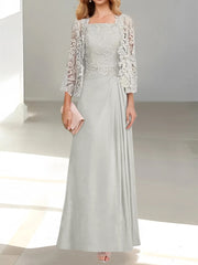 A-Line/Princess Scoop Floor-Length Mother of the Bride Dresses with Pleated & Sequins