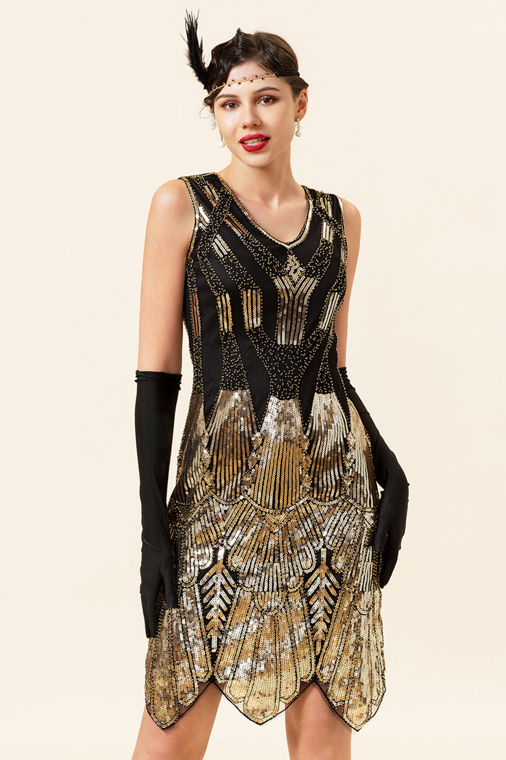 Gold Gatsby 1920s Dress – Sesdress